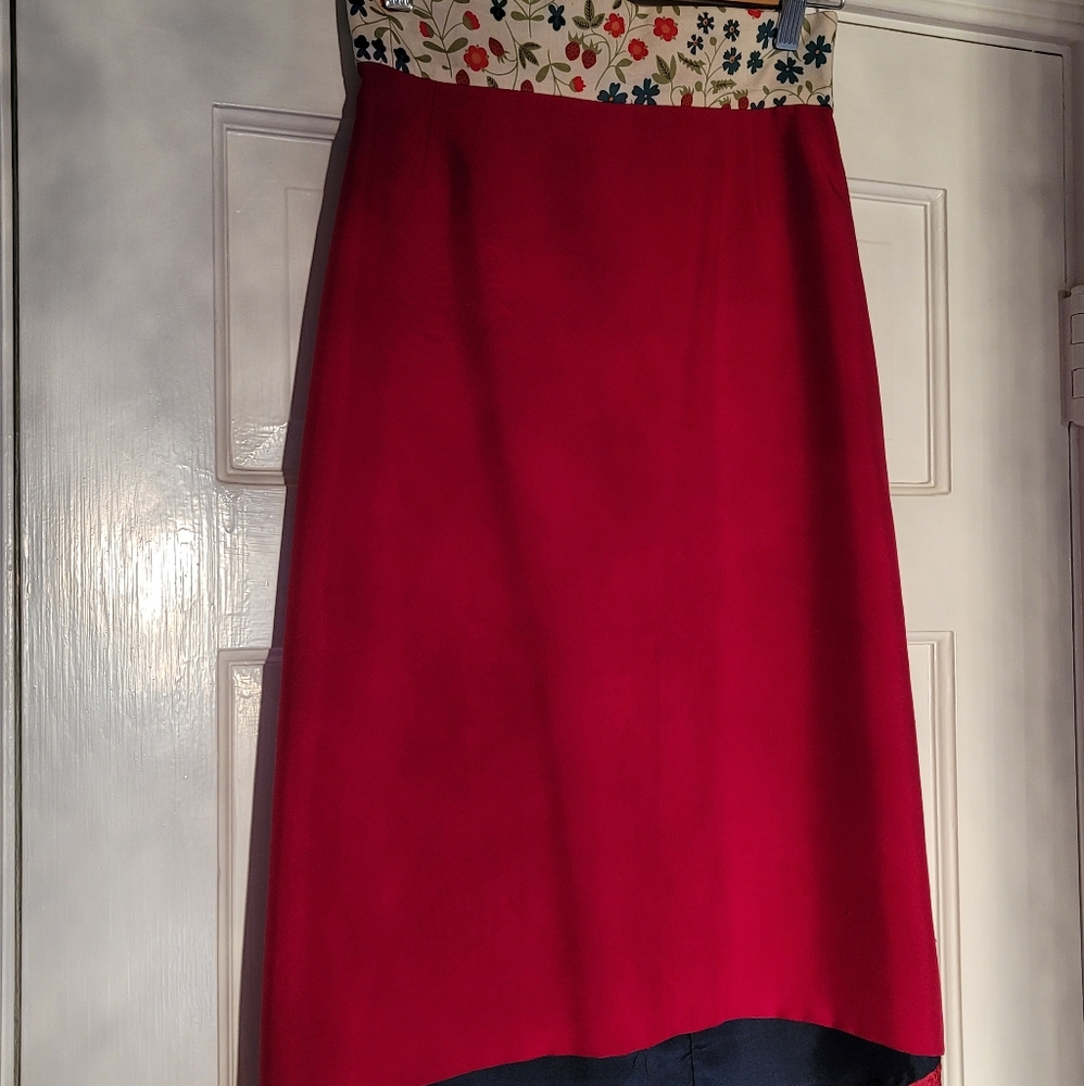 Vintage red silk skirt